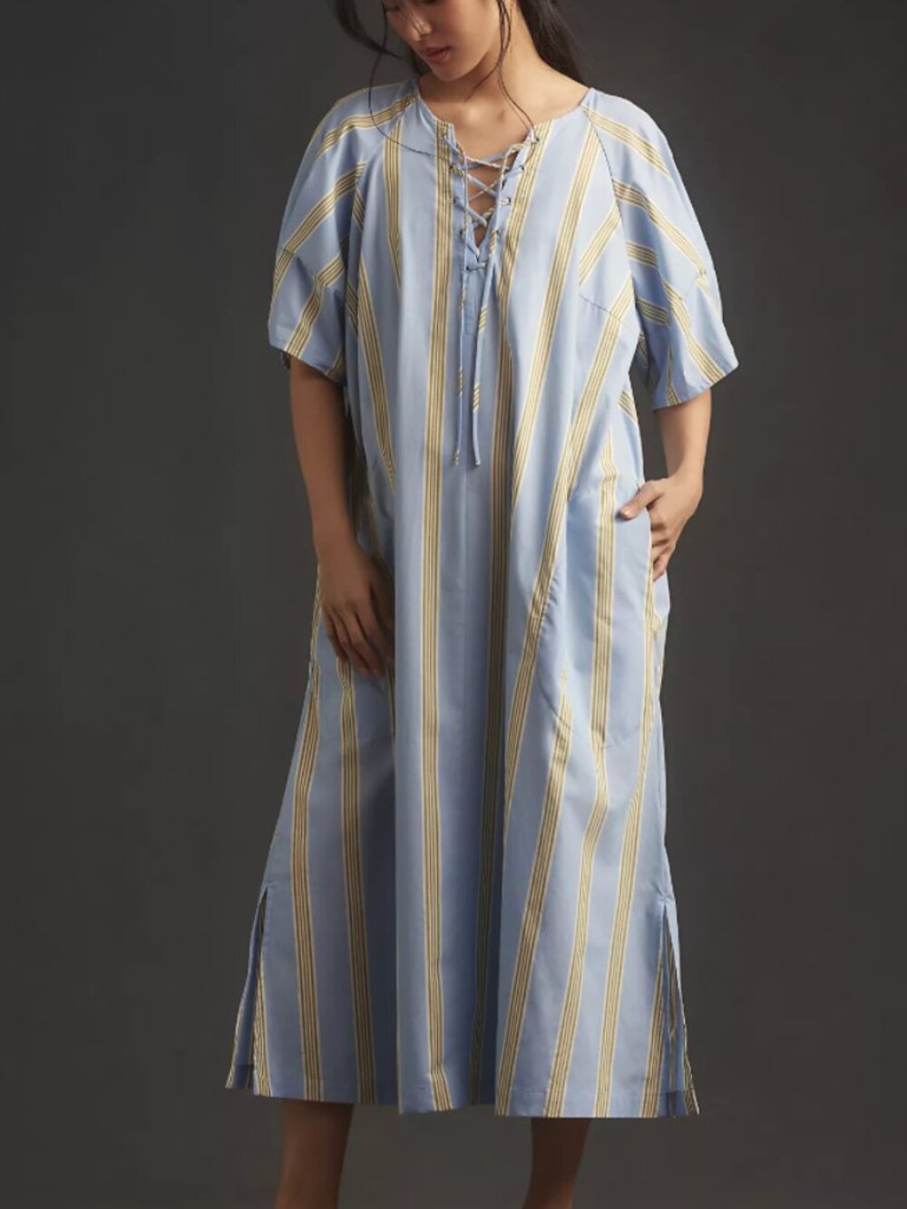 Anthropologie Maeve Short Sleeve Crossover Midi Dress